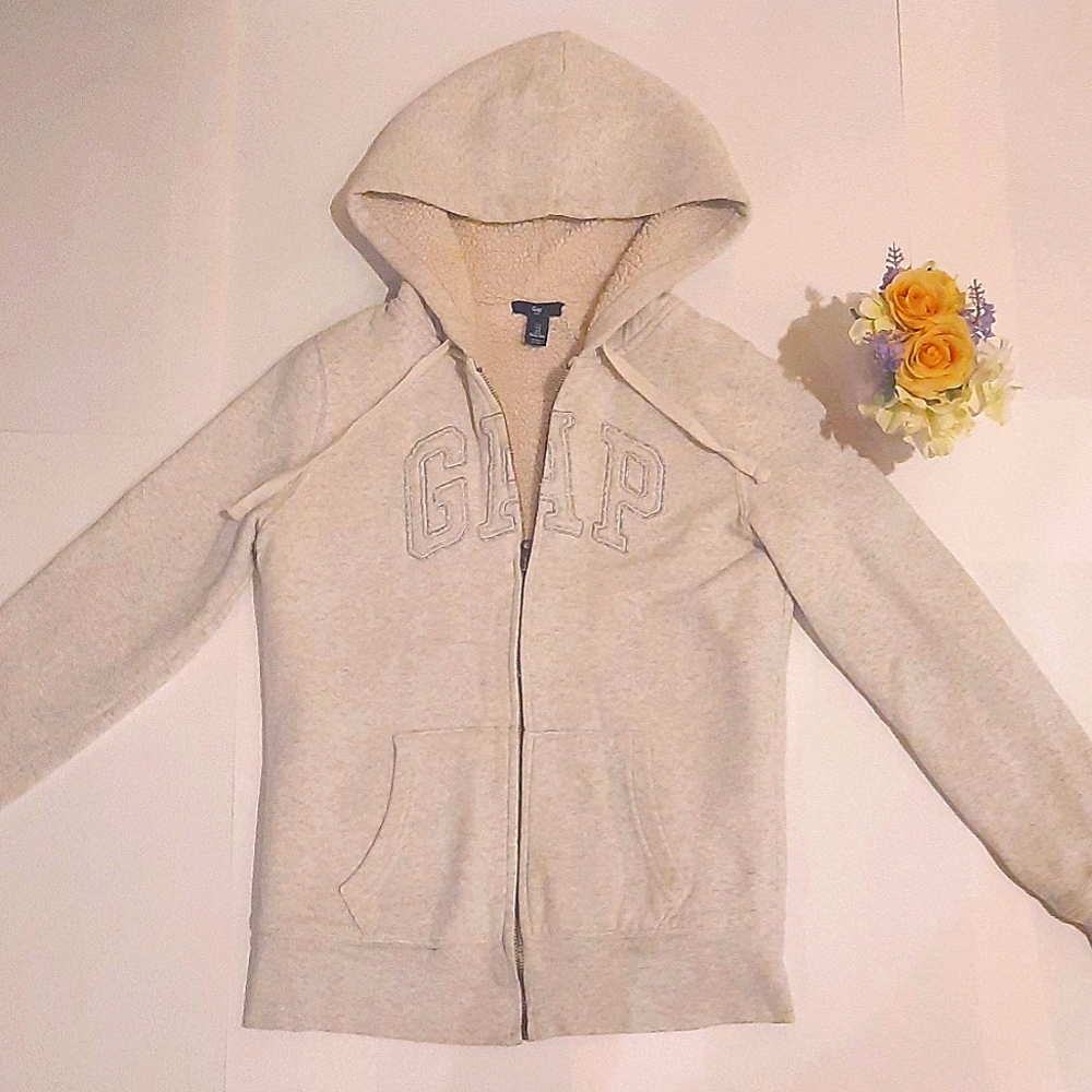 Gap White Wool Lined Coat with Hood